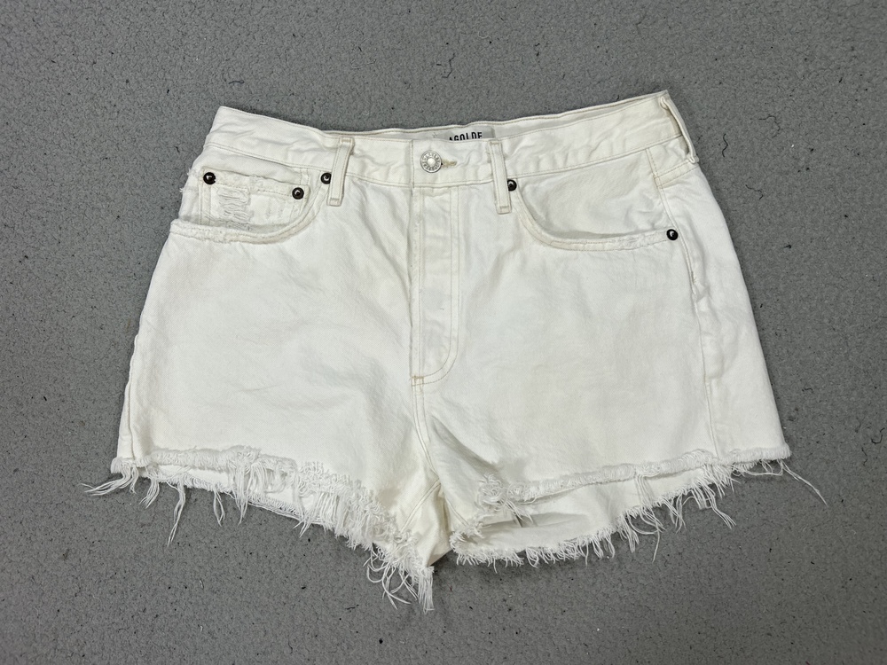 AGOLDE Parker Shorts Womens 30 White Denim Cutoff Frayed Hem 100% Cotton Casual